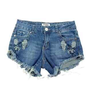 Harmony + Havoc Womens Jean Shorts Junior Sz. 5 Low Rise Cut Offs Floral